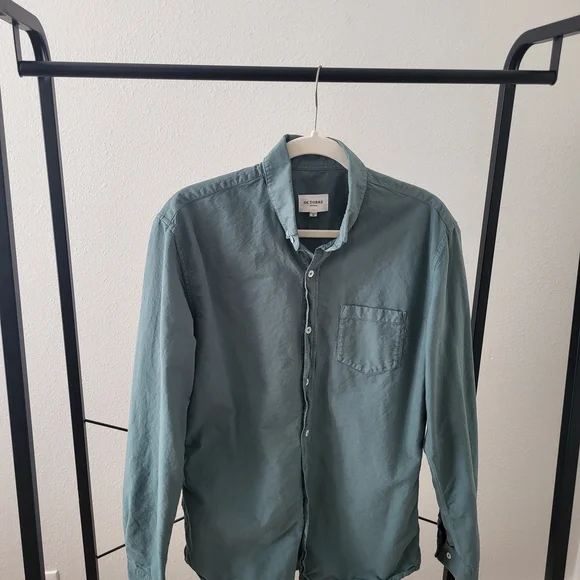 Men's Octobre Editions Charlie Button-Down Shirt Green Clay - Picture 8 of 8